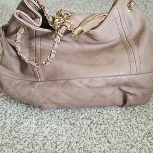 Tan Purse with Gold Accents